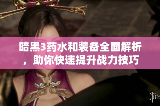 暗黑3药水和装备全面解析，助你快速提升战力技巧